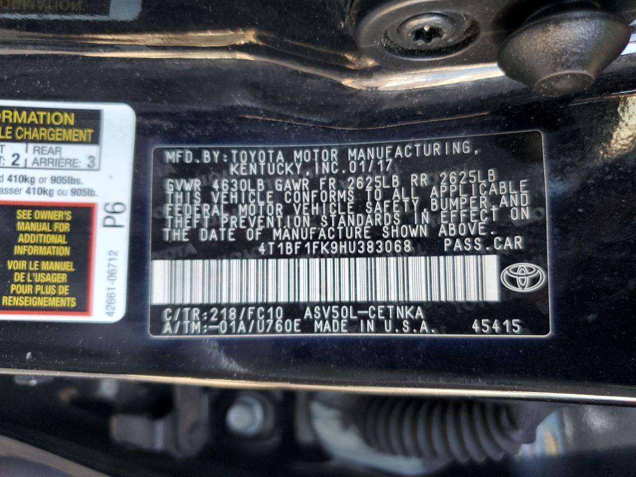 2017 TOYOTA CAMRY