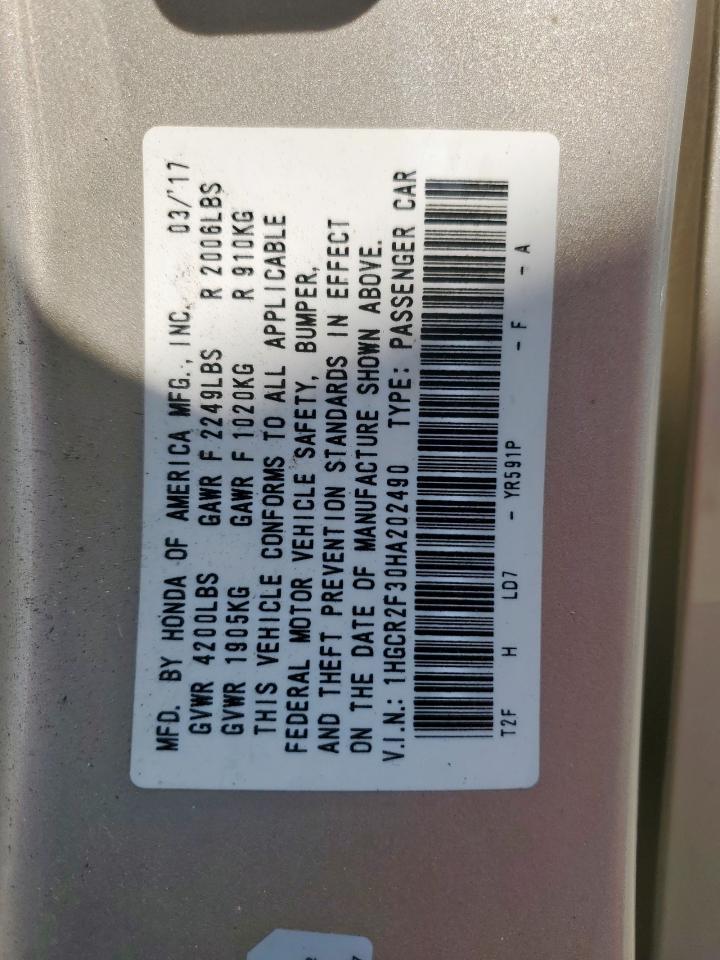 2017 HONDA ACCORD