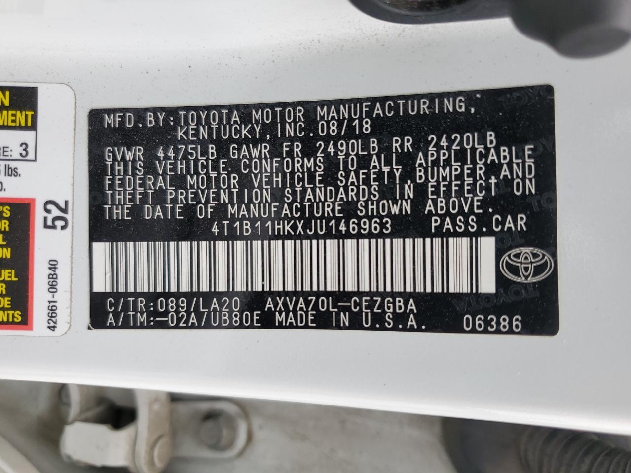 2018 TOYOTA CAMRY