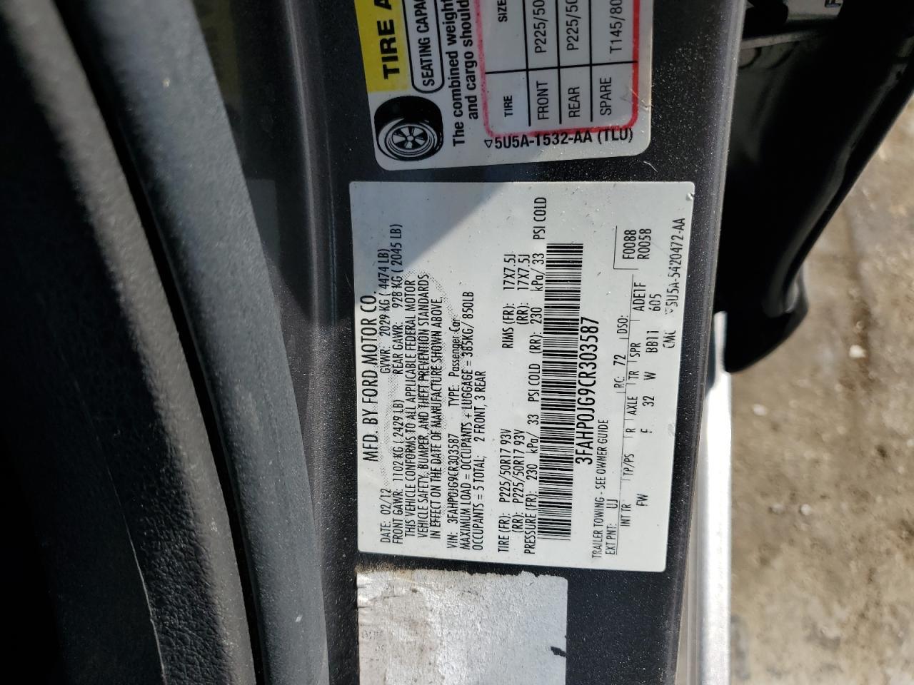 2012 FORD FUSION