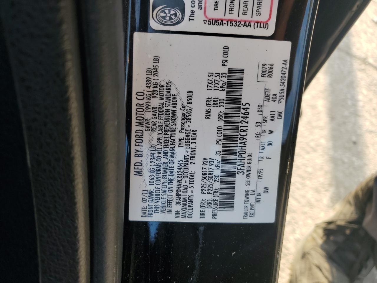 2012 FORD FUSION