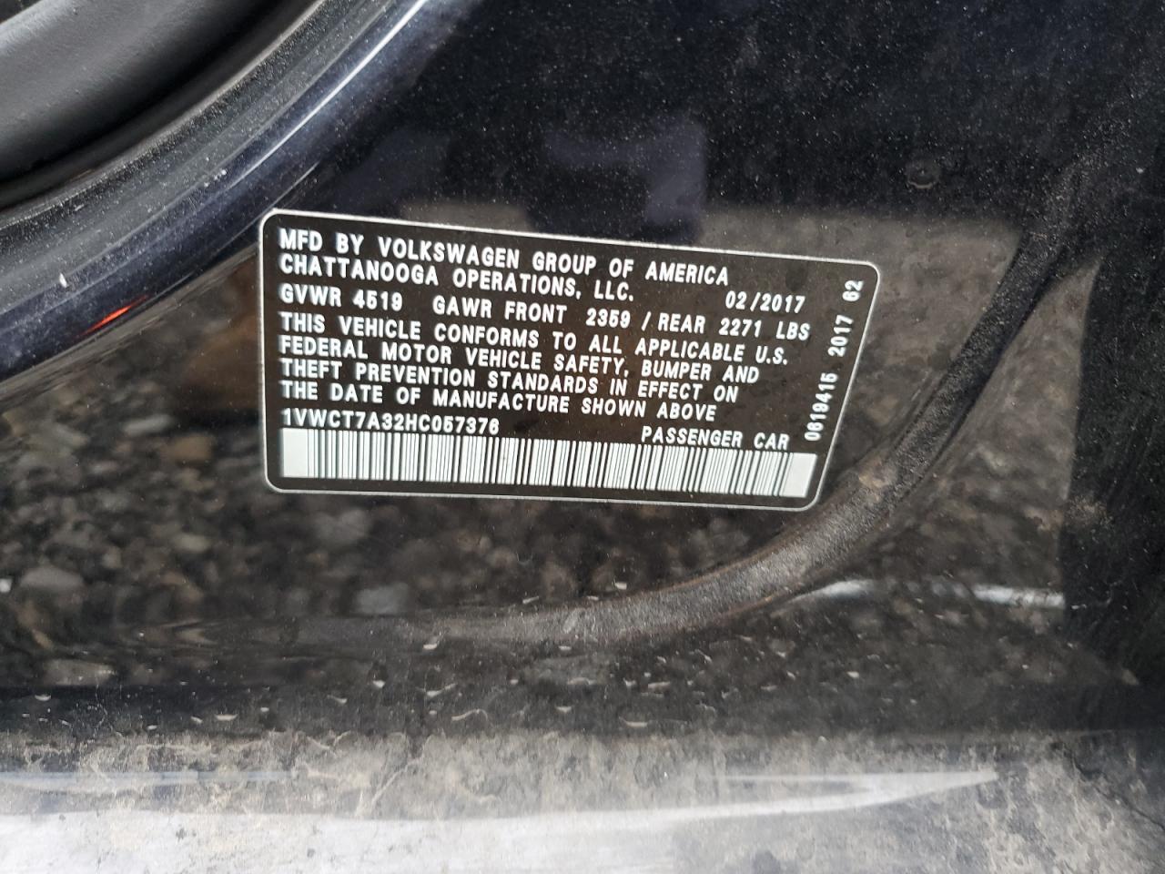 2017 VOLKSWAGEN Passat