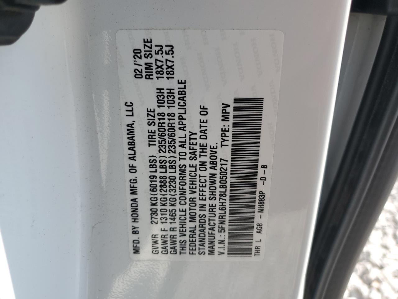 2020 HONDA ODYSSEY