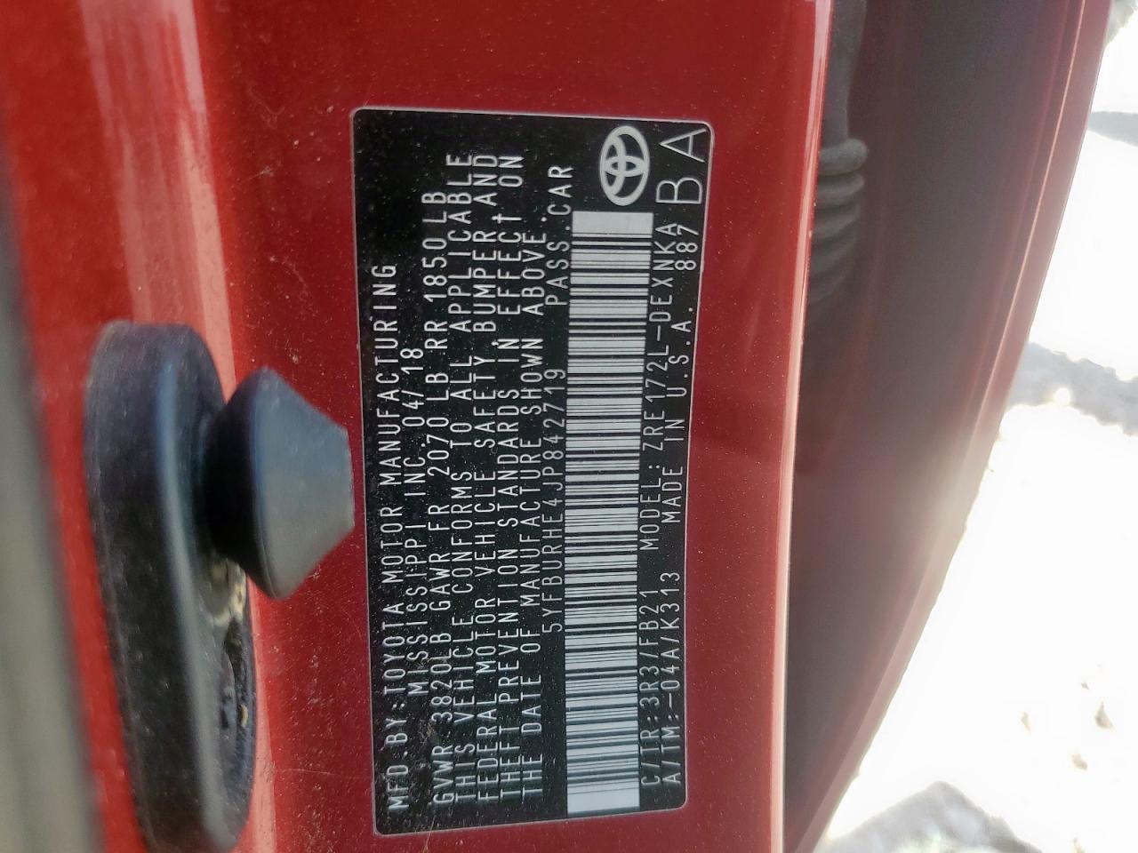 2018 TOYOTA COROLLA