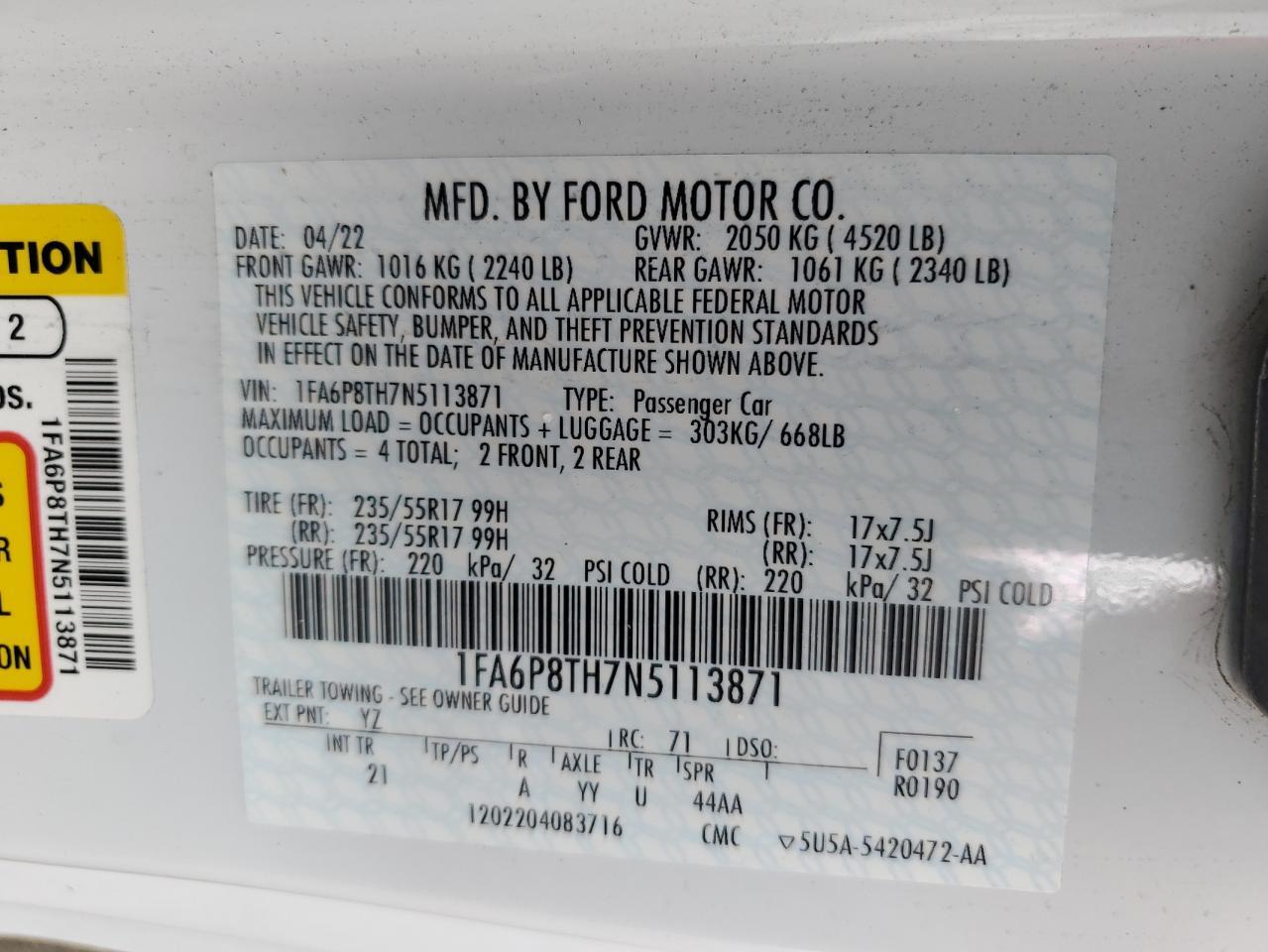 2022 FORD MUSTANG