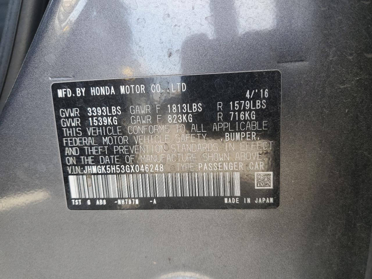 2016 HONDA FIT