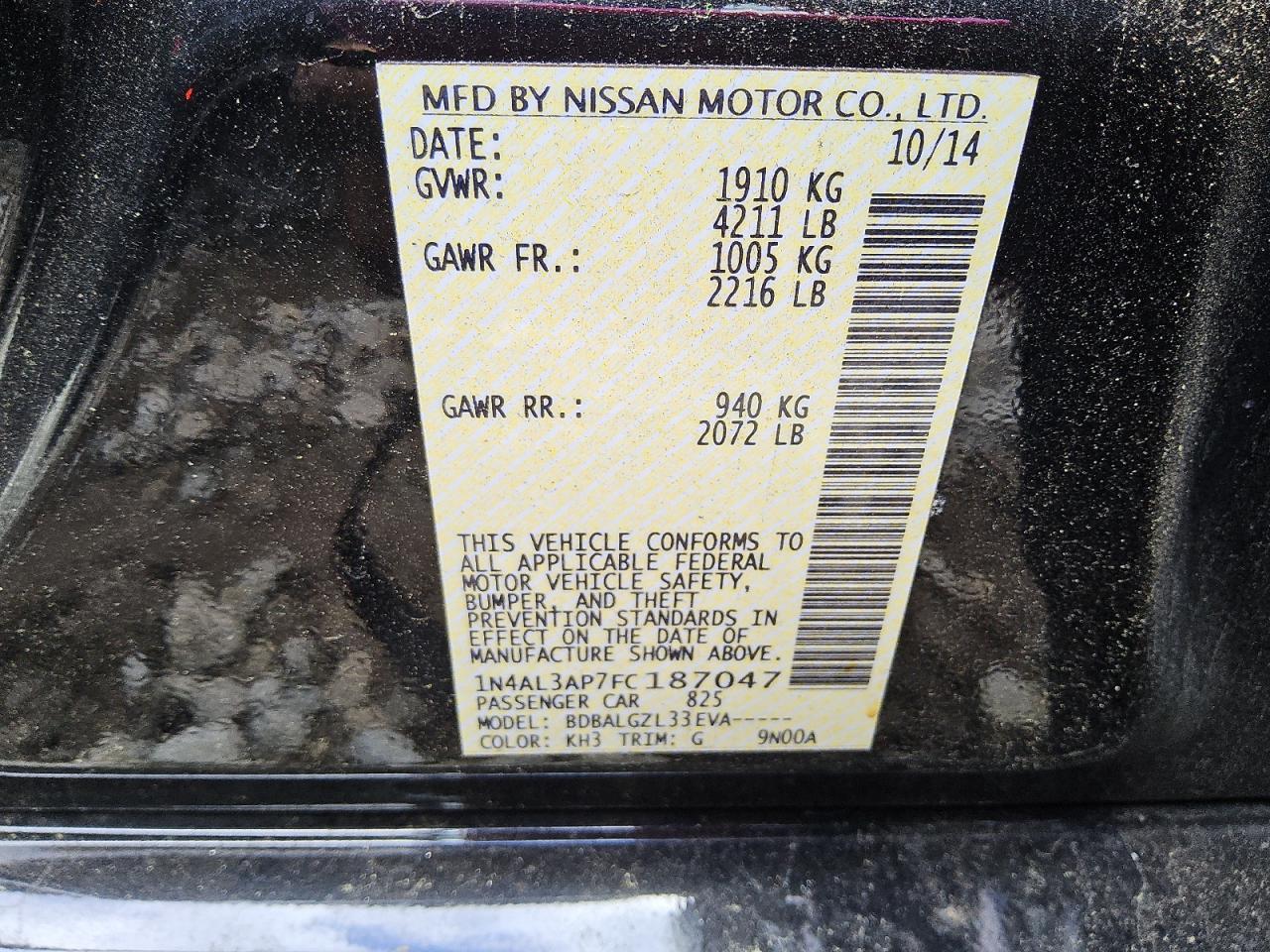2015 NISSAN ALTIMA