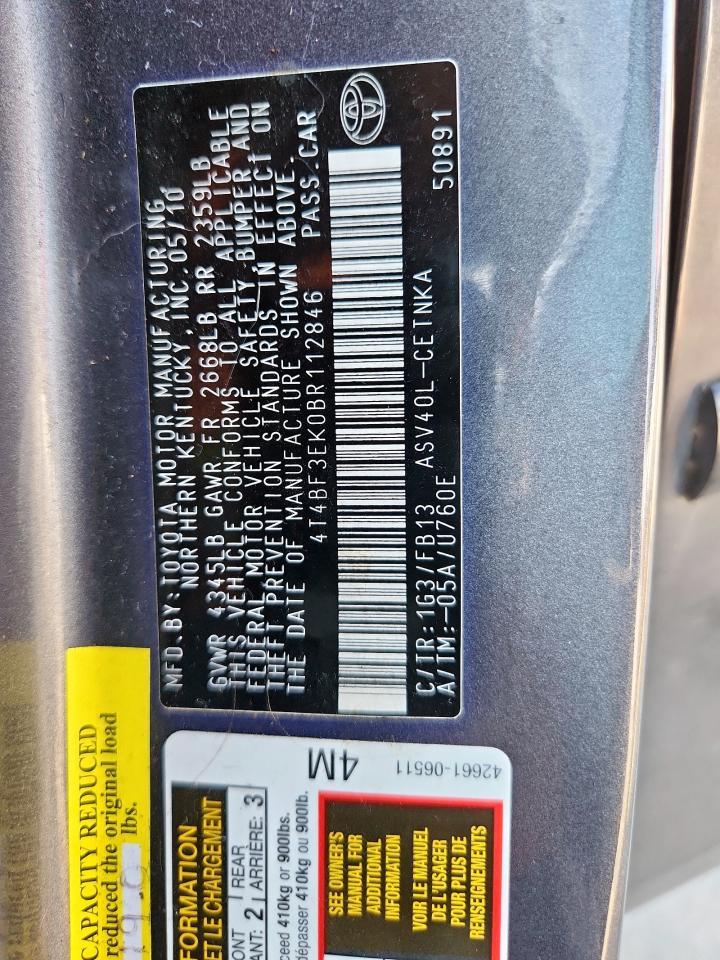 2011 TOYOTA CAMRY