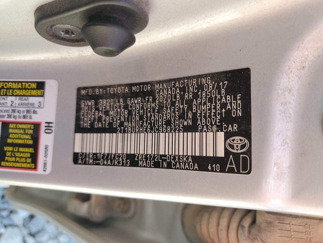 2018 TOYOTA COROLLA