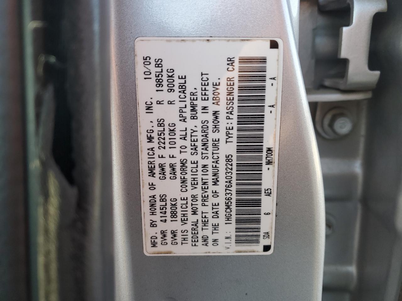2006 HONDA ACCORD