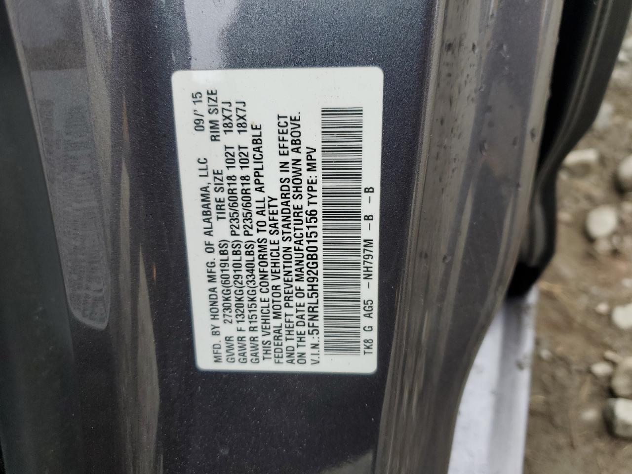 2016 HONDA ODYSSEY