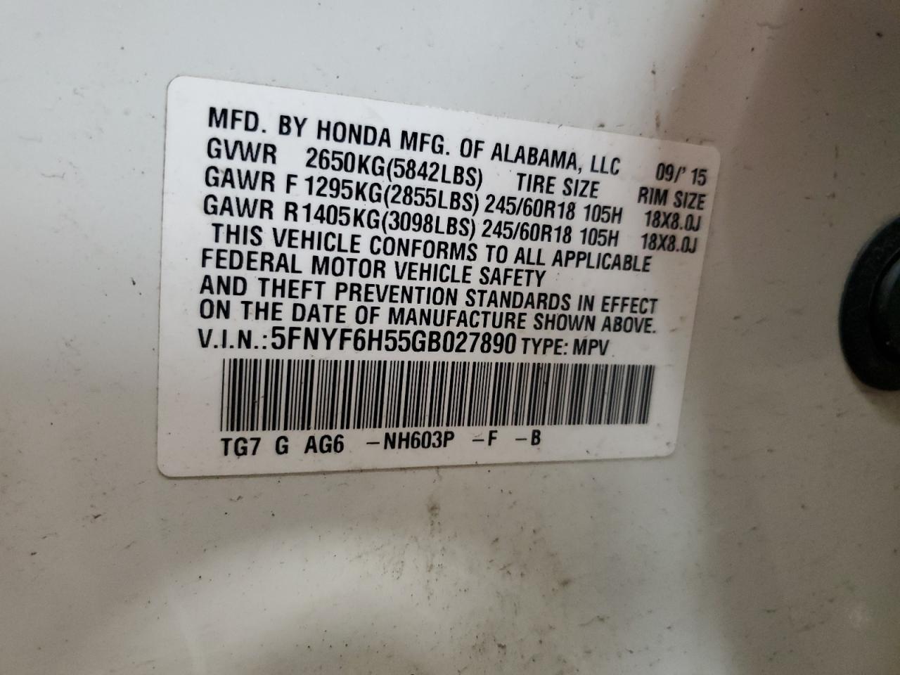 2016 HONDA PILOT