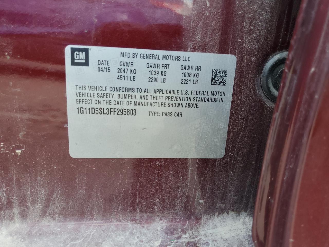 2015 CHEVROLET MALIBU