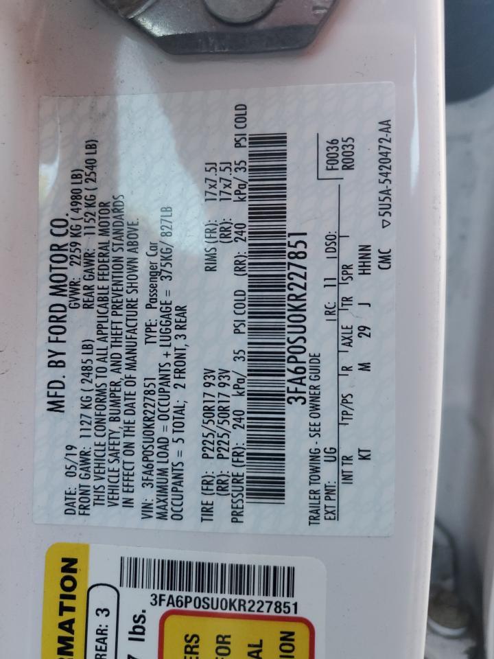 2019 FORD FUSION