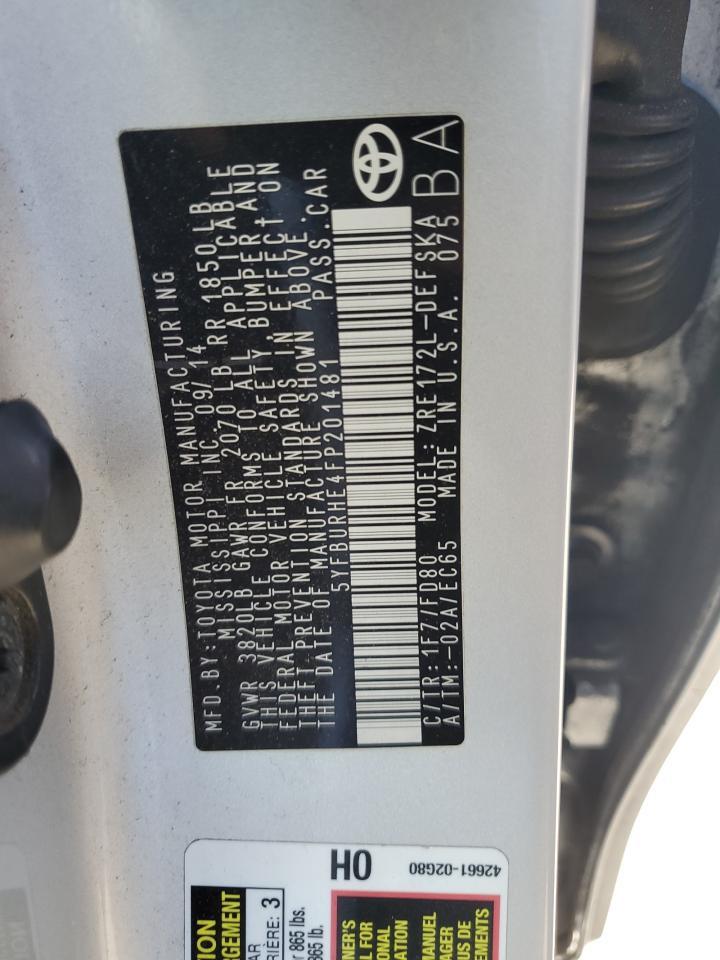 2015 TOYOTA COROLLA