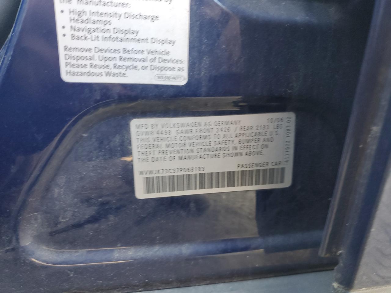2007 VOLKSWAGEN Passat