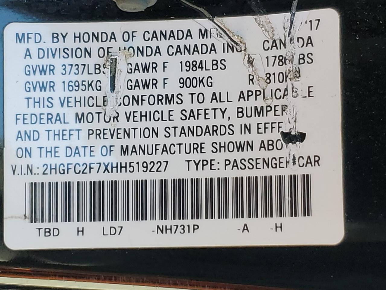 2017 HONDA CIVIC