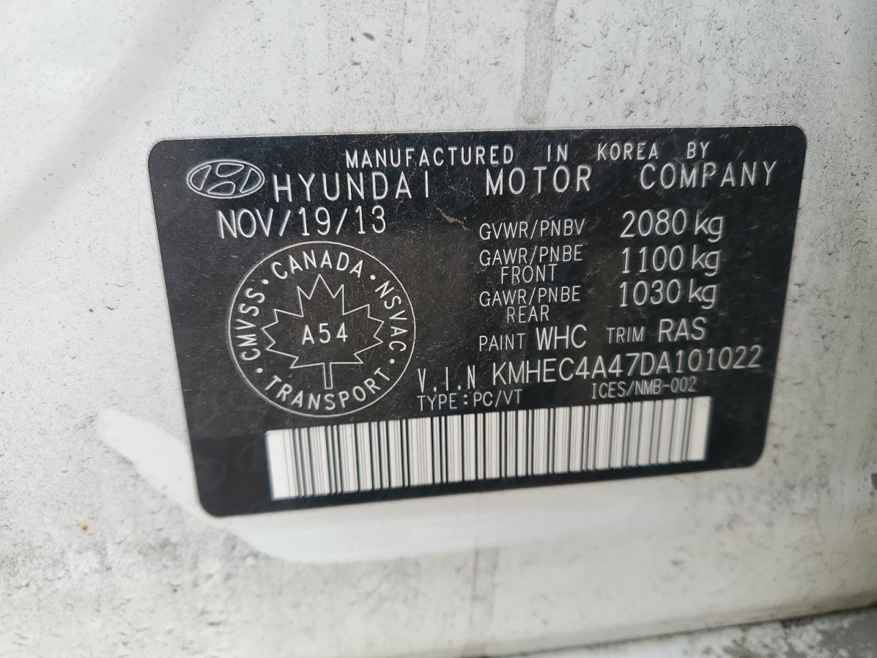 2013 HYUNDAI SONATA