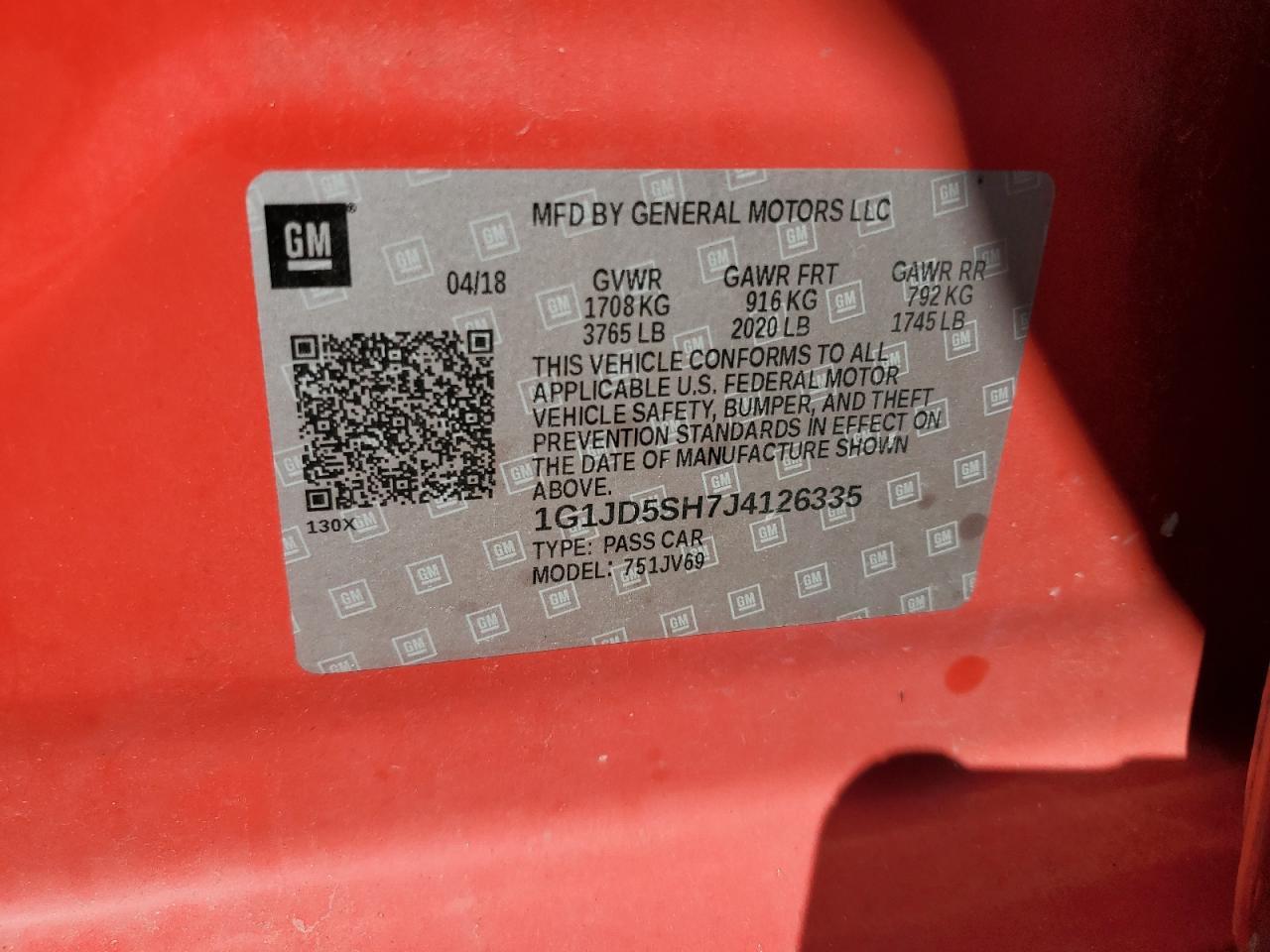 2018 CHEVROLET SONIC