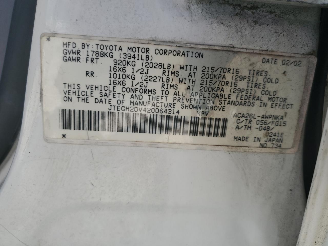 2002 TOYOTA RAV4