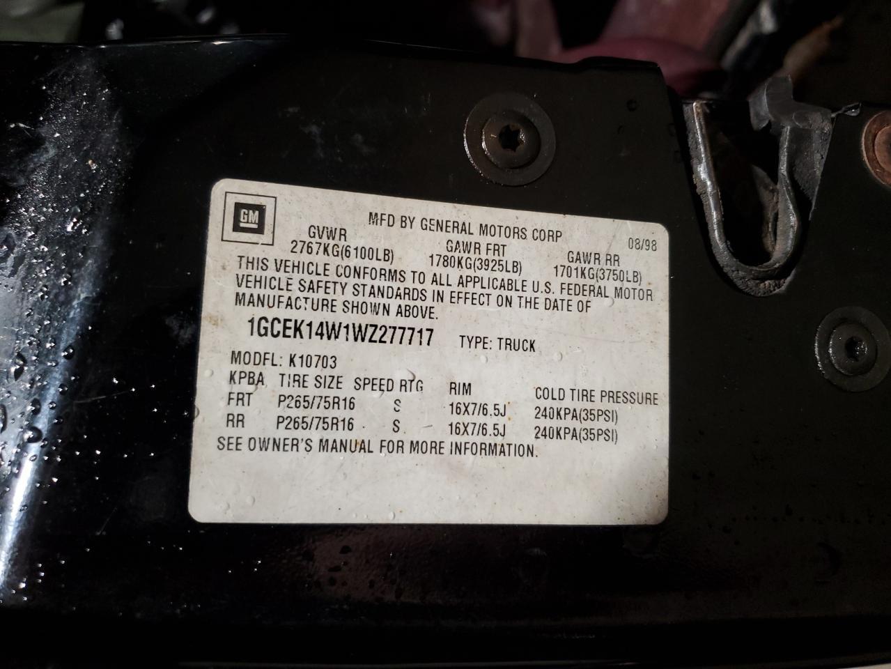 1998 CHEVROLET Gmt