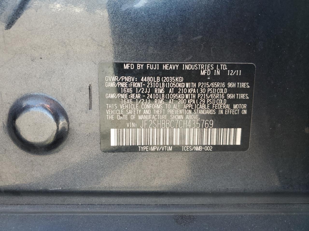 2012 SUBARU FORESTER