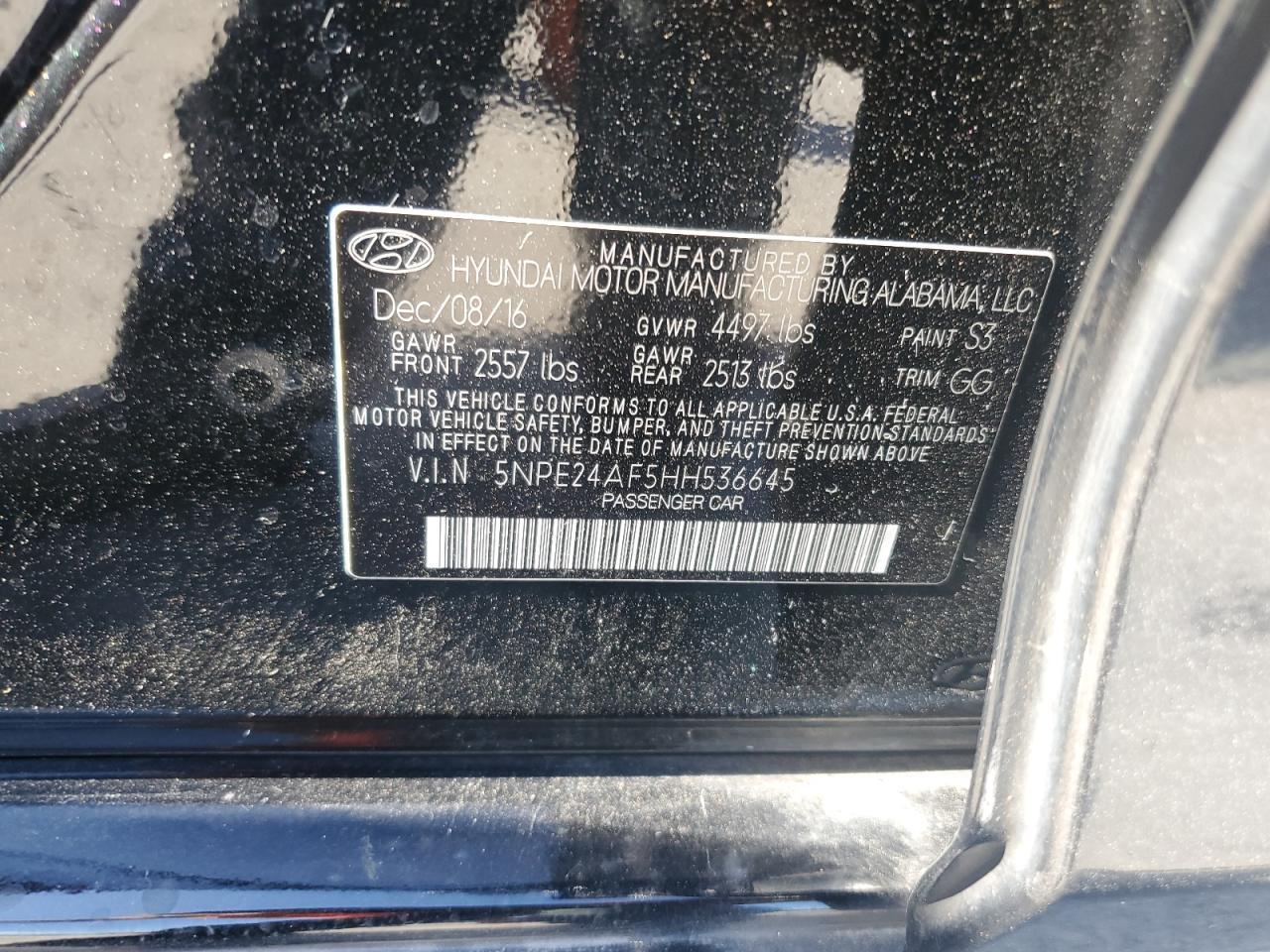2017 HYUNDAI SONATA