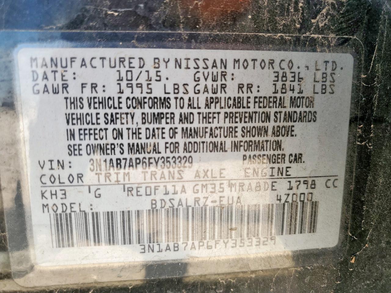 2015 NISSAN SENTRA