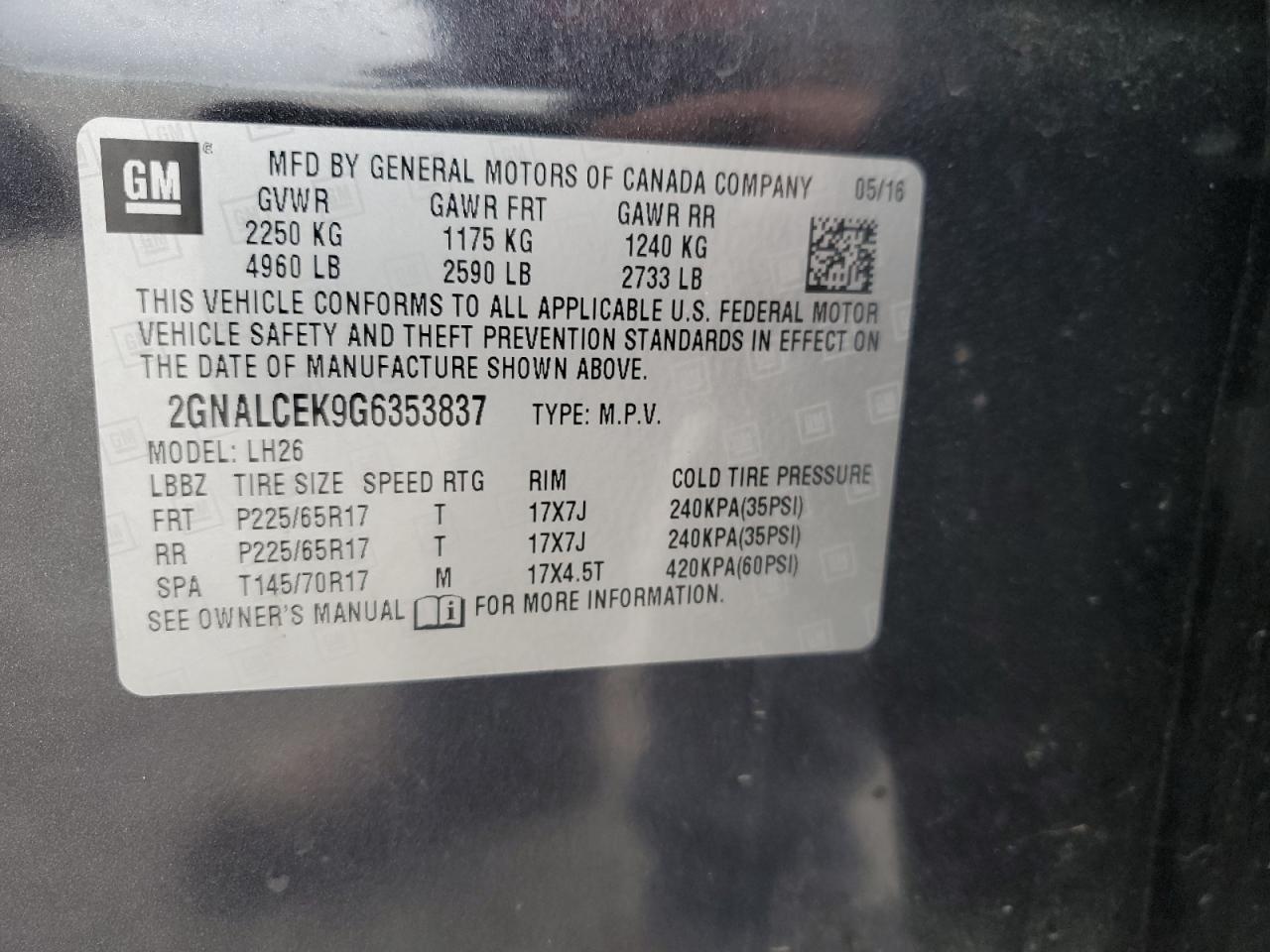 2016 CHEVROLET EQUINOX