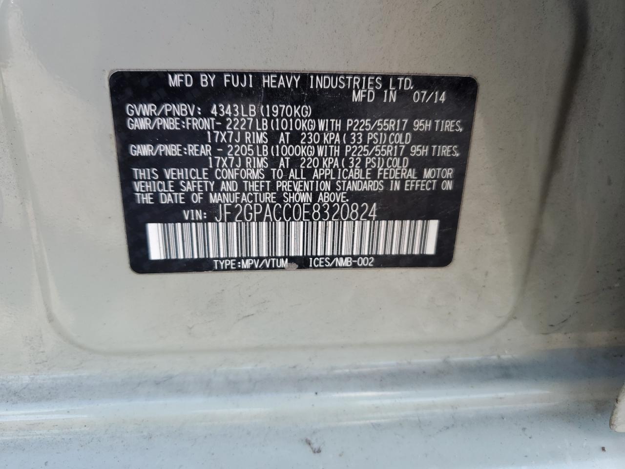 2014 SUBARU XV Crosstrek