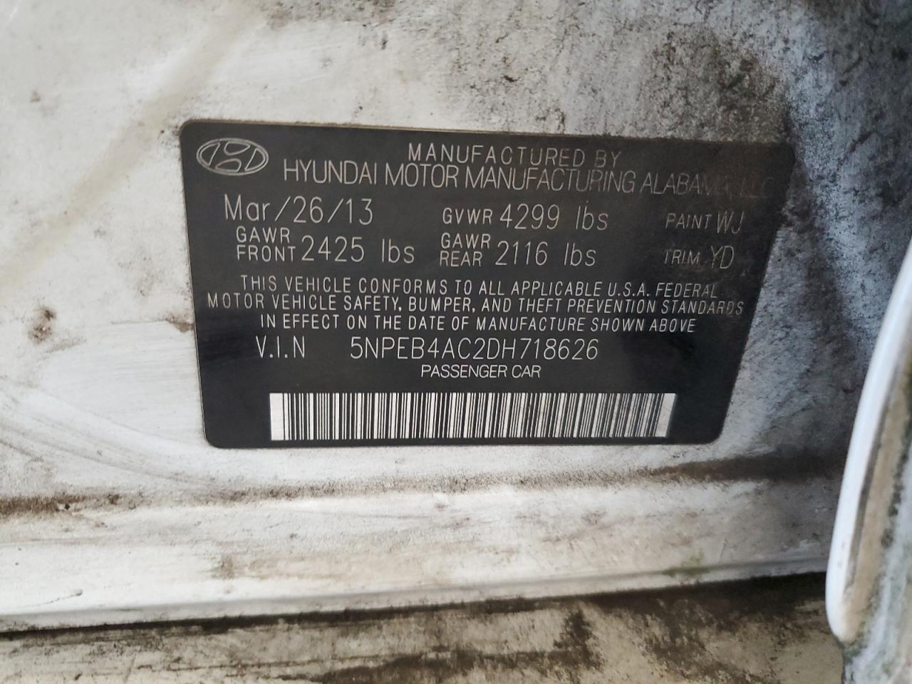 2013 HYUNDAI SONATA