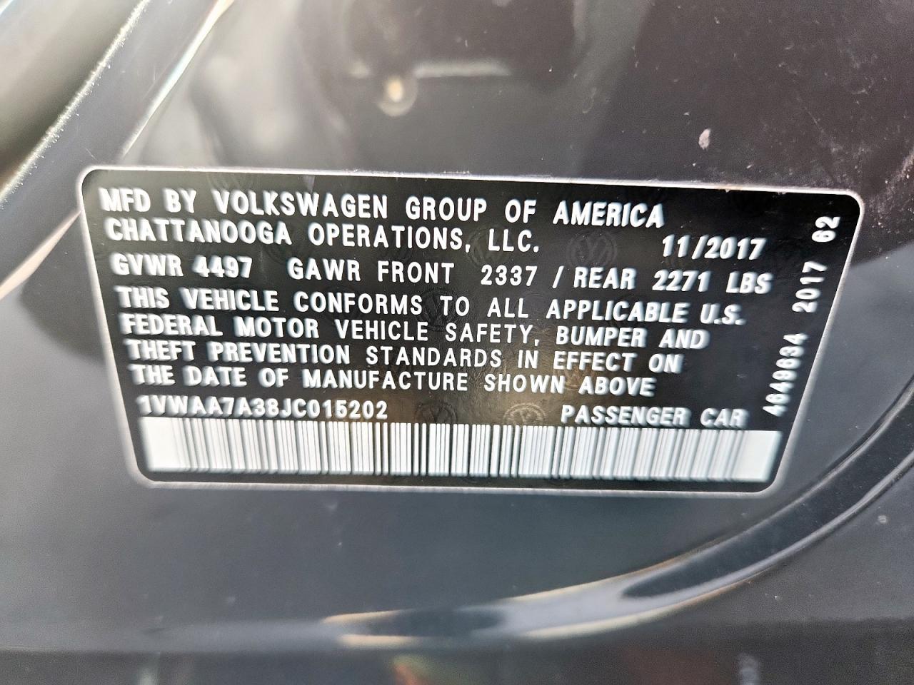 2018 VOLKSWAGEN Passat