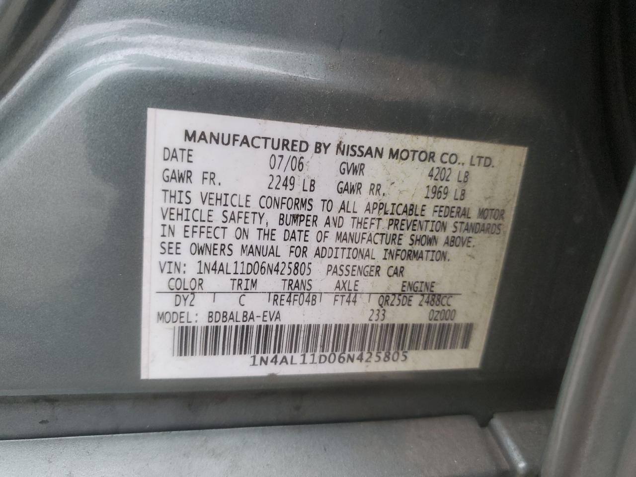 2006 NISSAN ALTIMA