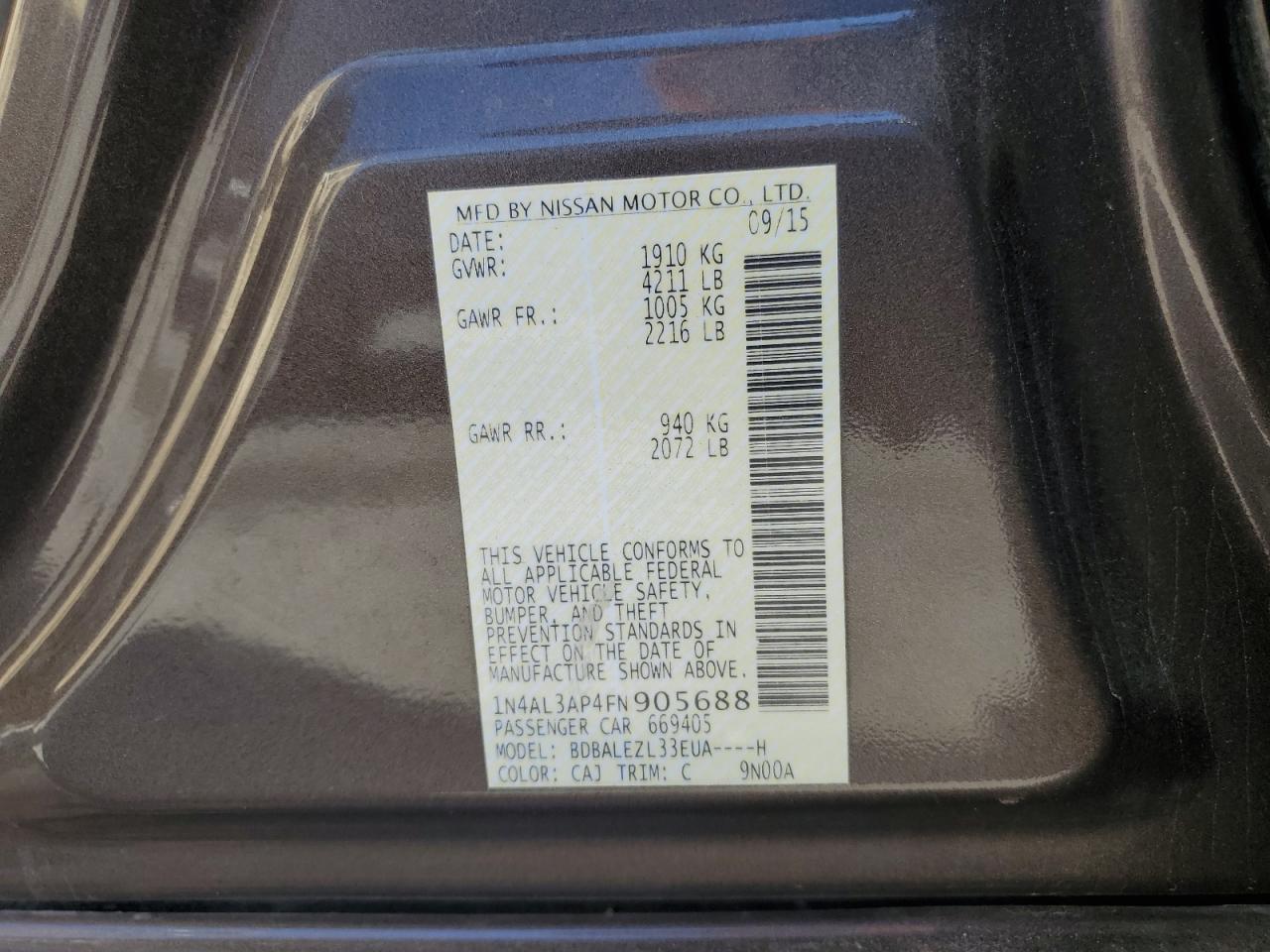 2015 NISSAN ALTIMA