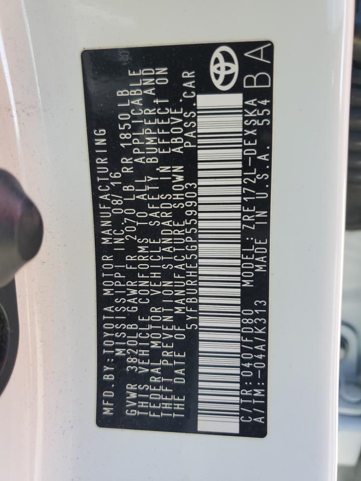 2016 TOYOTA COROLLA