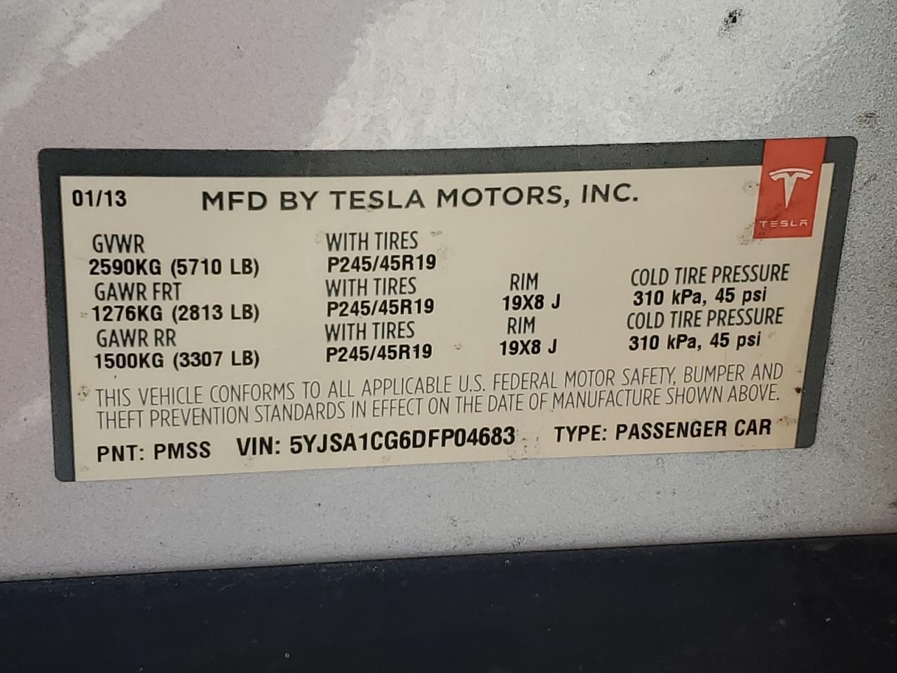 2013 TESLA MODEL S