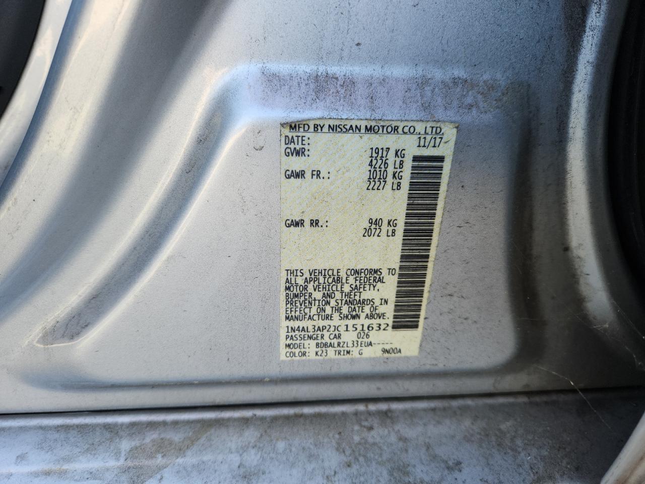 2018 NISSAN ALTIMA