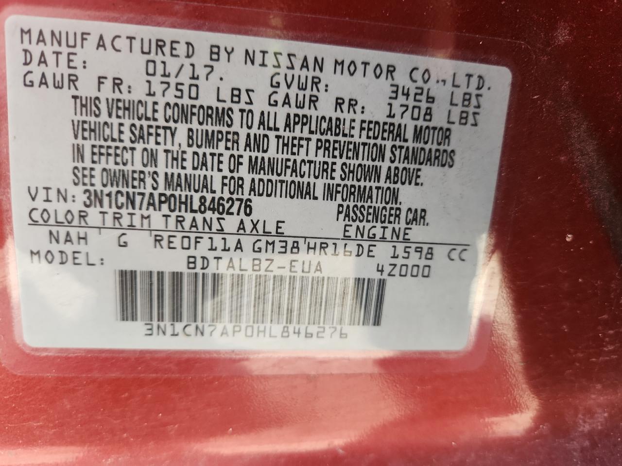 2017 NISSAN VERSA