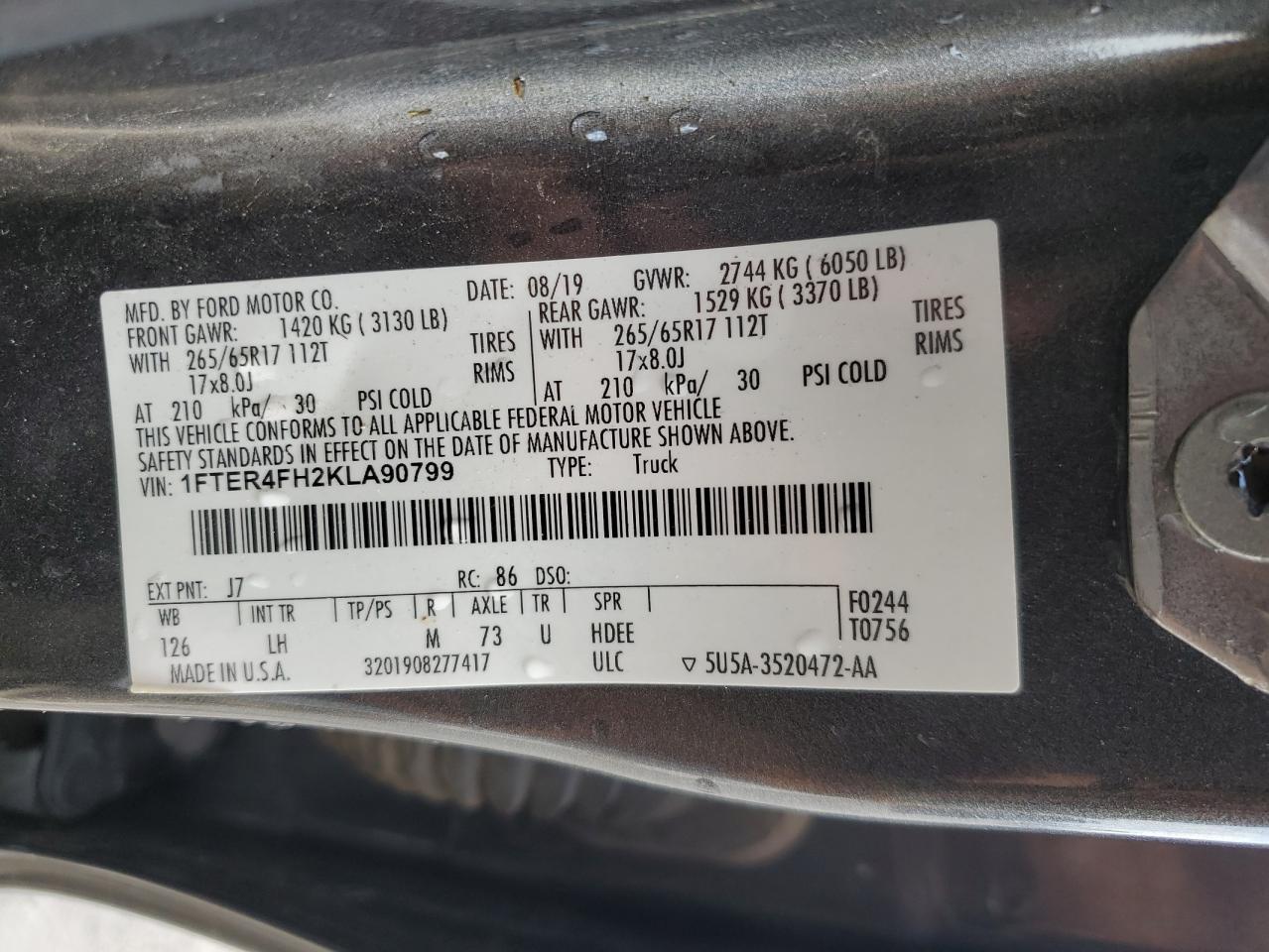 2019 FORD RANGER
