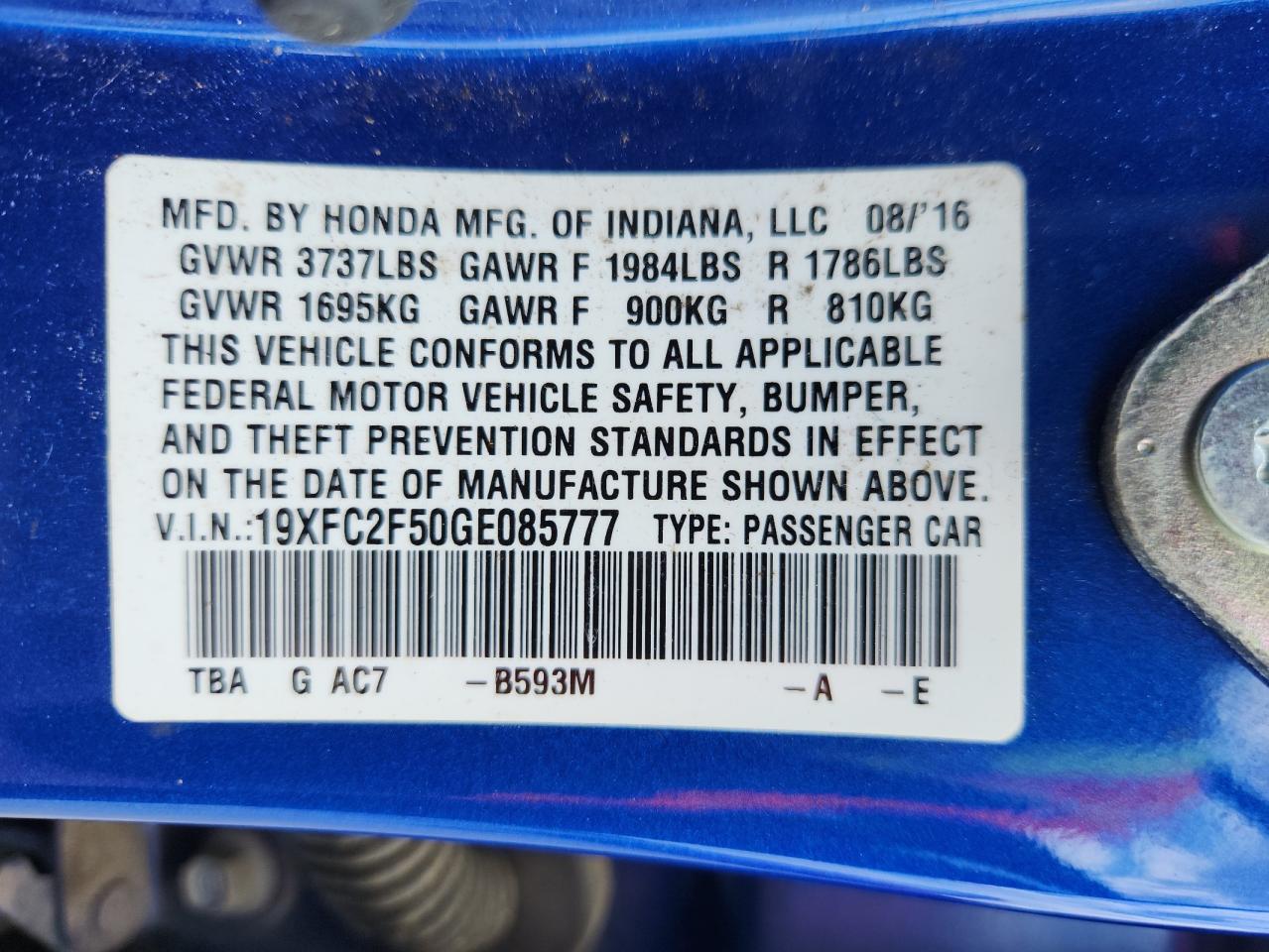 2016 HONDA CIVIC