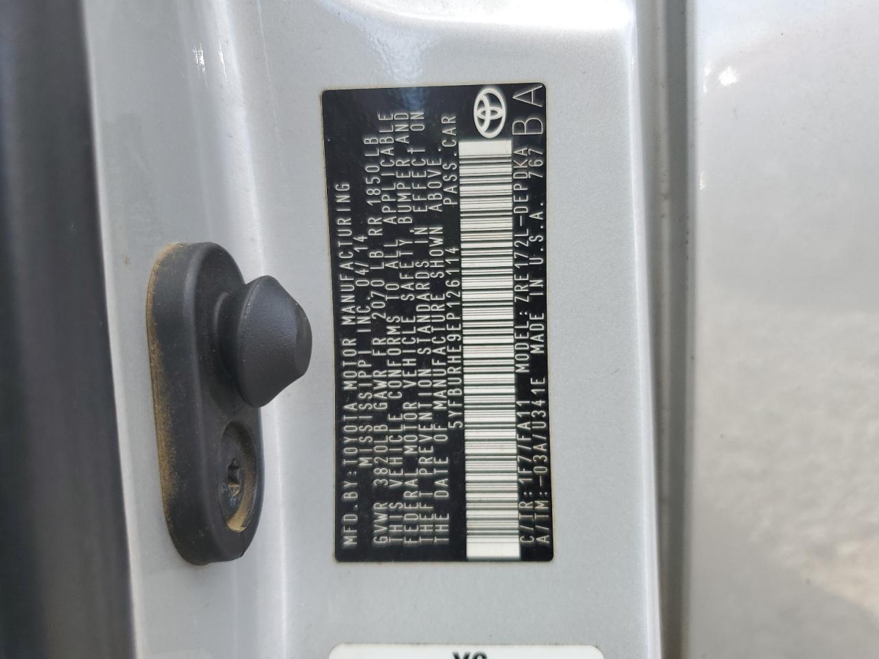 2014 TOYOTA COROLLA