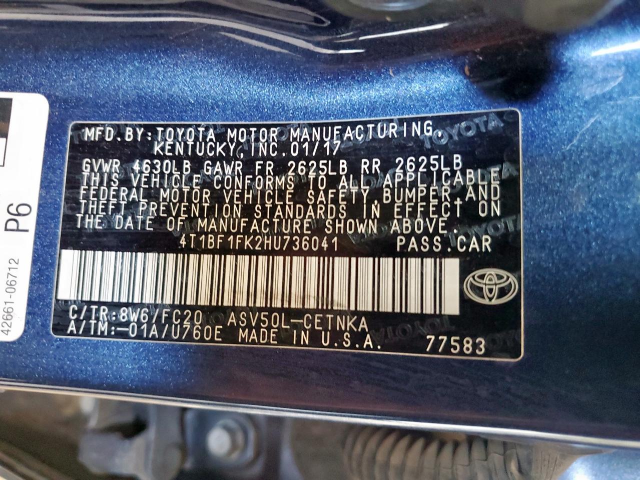 2017 TOYOTA CAMRY