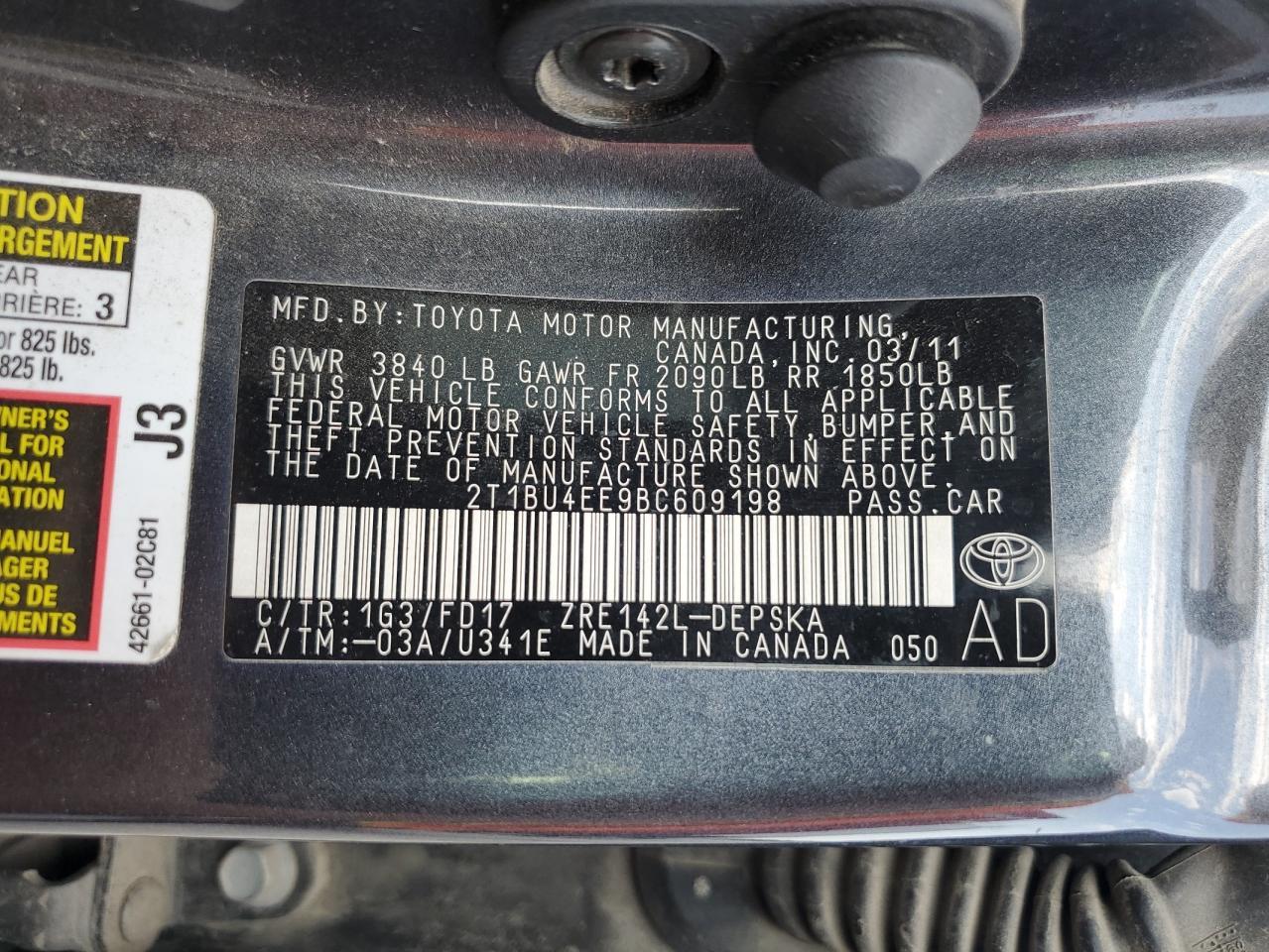 2011 TOYOTA COROLLA