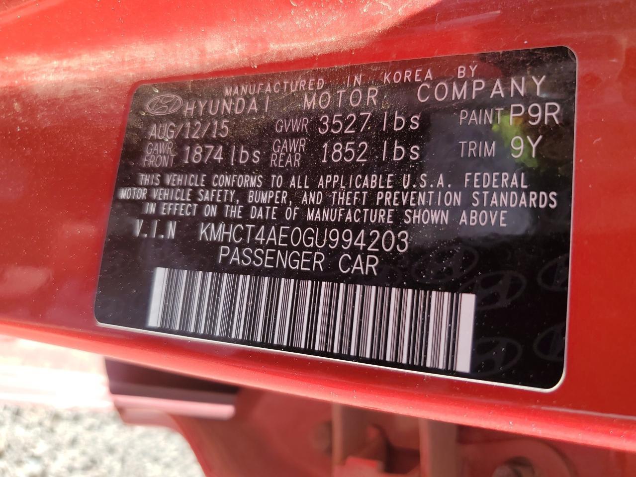 2016 HYUNDAI ACCENT