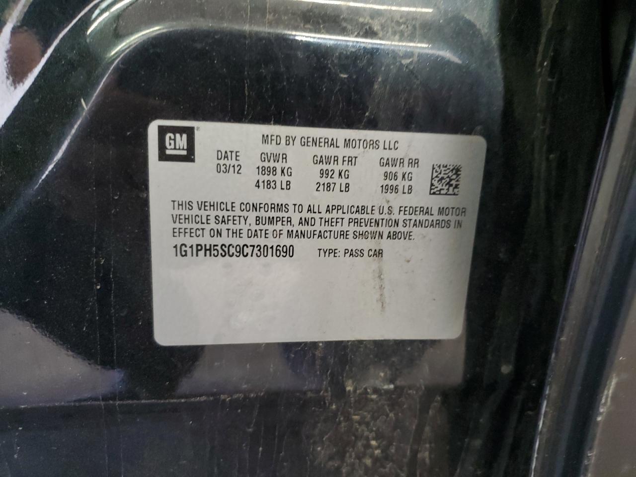 2012 CHEVROLET CRUZE