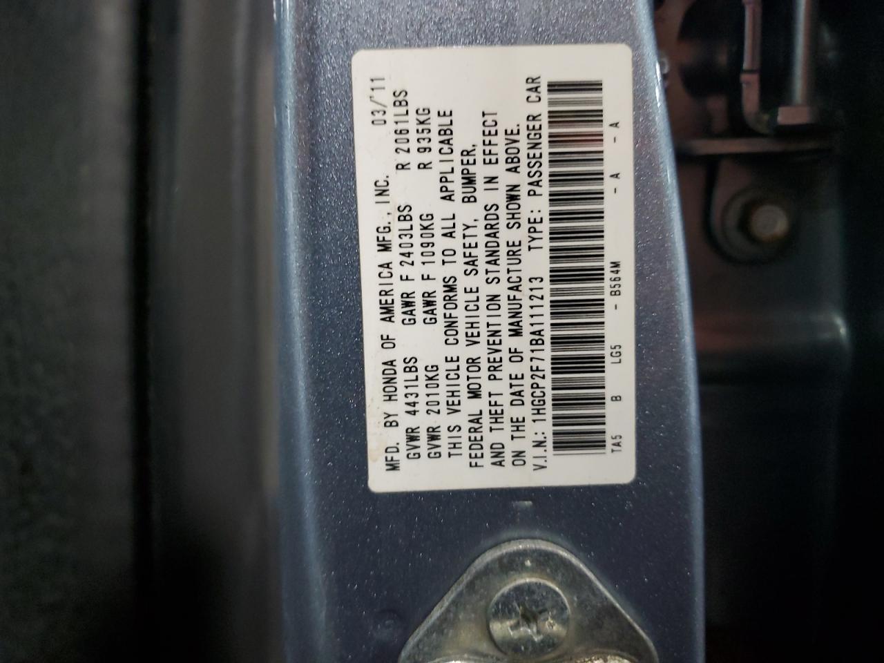 2011 HONDA ACCORD