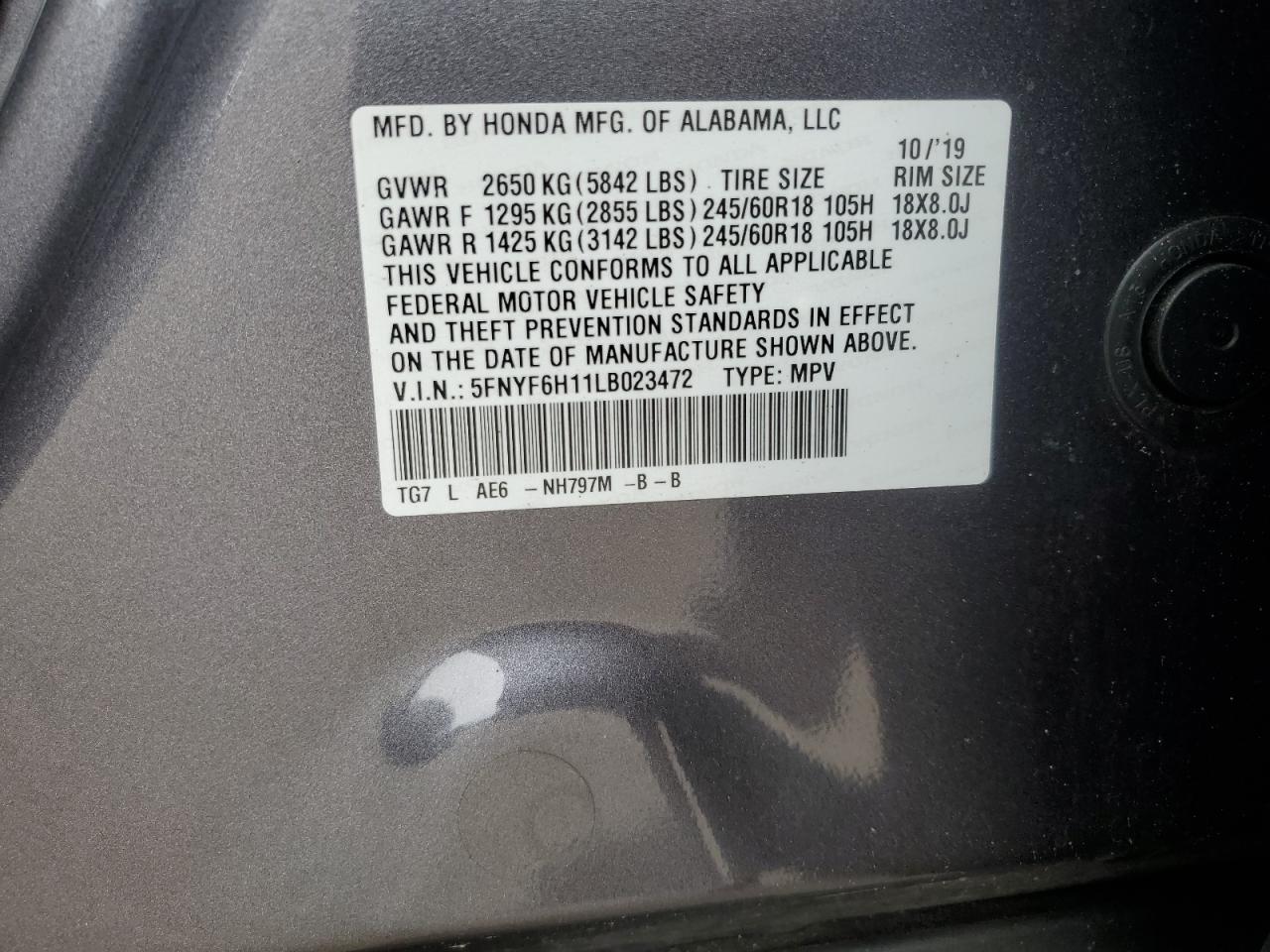 2020 HONDA PILOT