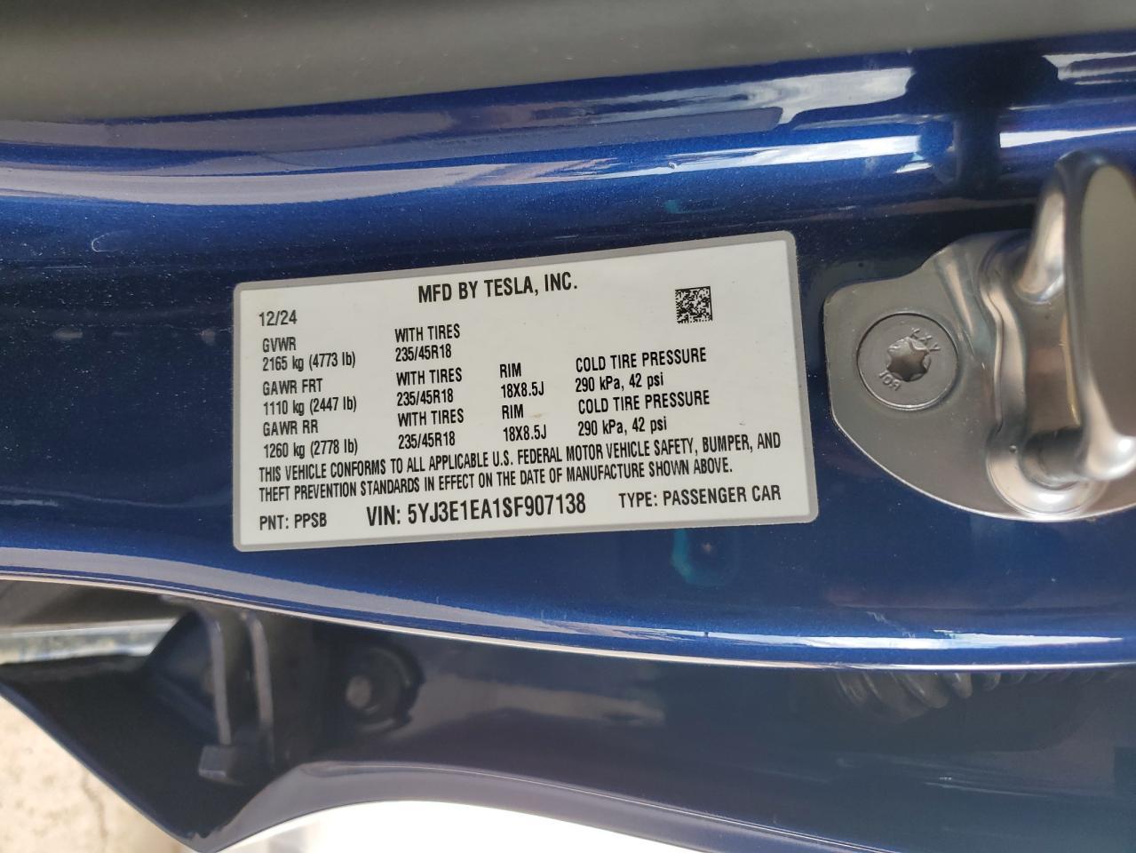 2025 TESLA MODEL 3