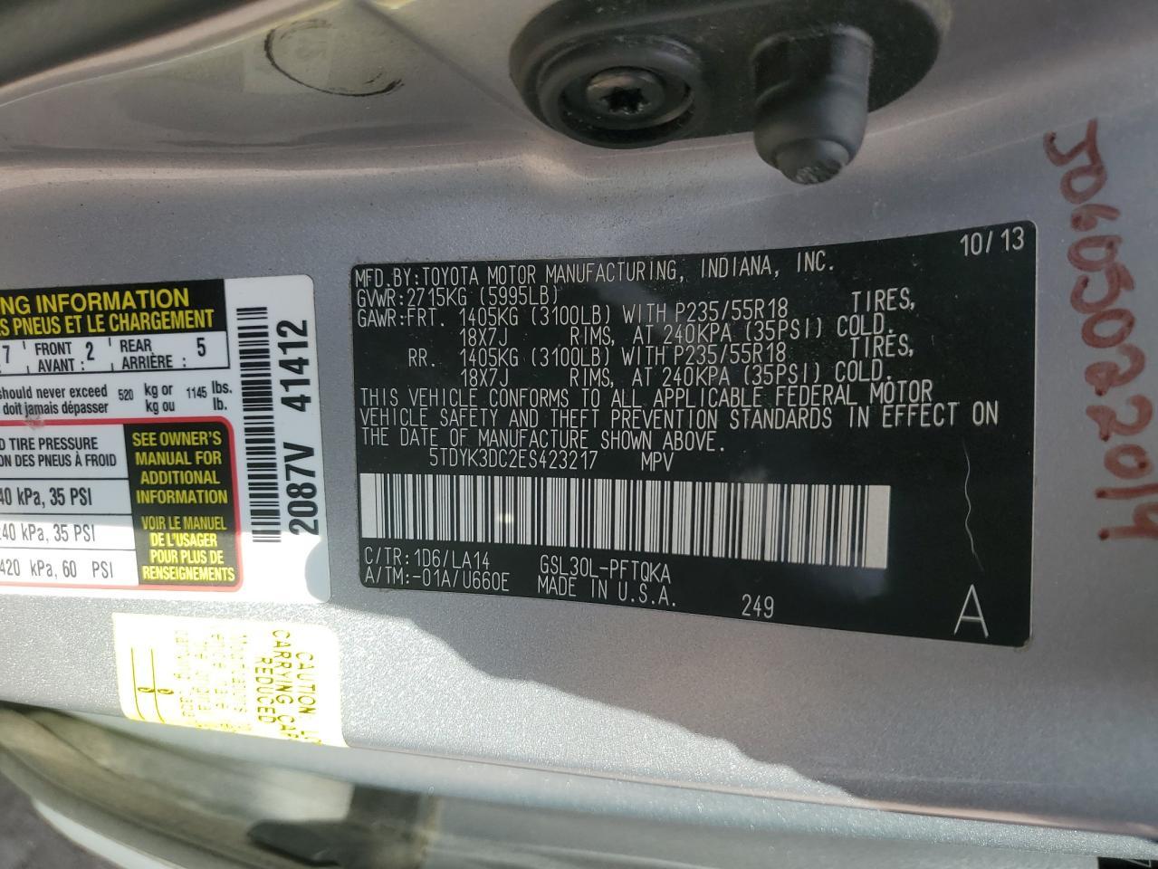 2014 TOYOTA SIENNA