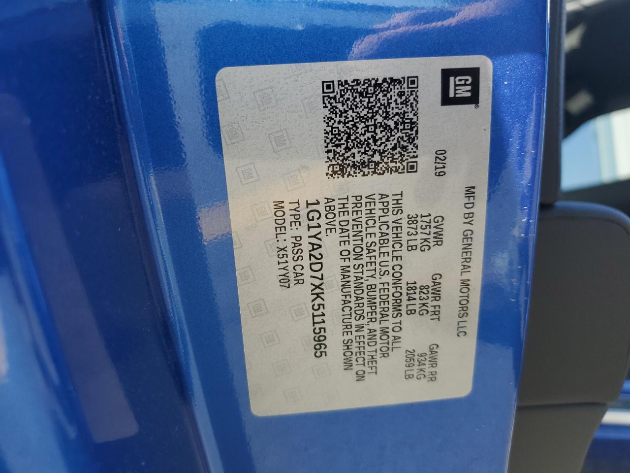 2019 CHEVROLET CORVETTE